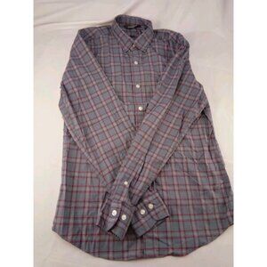 Mens Benton Slim Fit Performance Gray Shirt Size S Small Long Sleeves Plaid